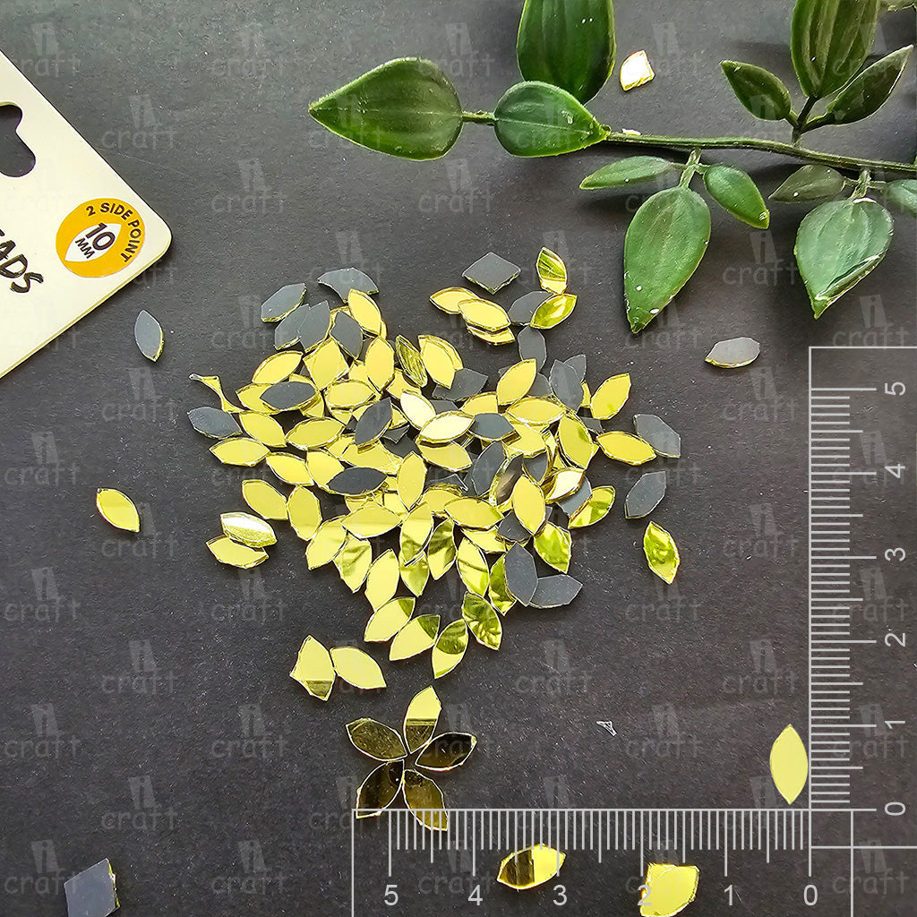 iCraft Gold Glass Mirror - 2 Sided Pointed. Pack Of 50 Grams