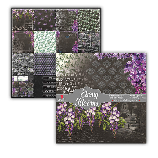 Ebony Blooms 6" x 6" Patterned Papers (Pack of 24 Sheets)