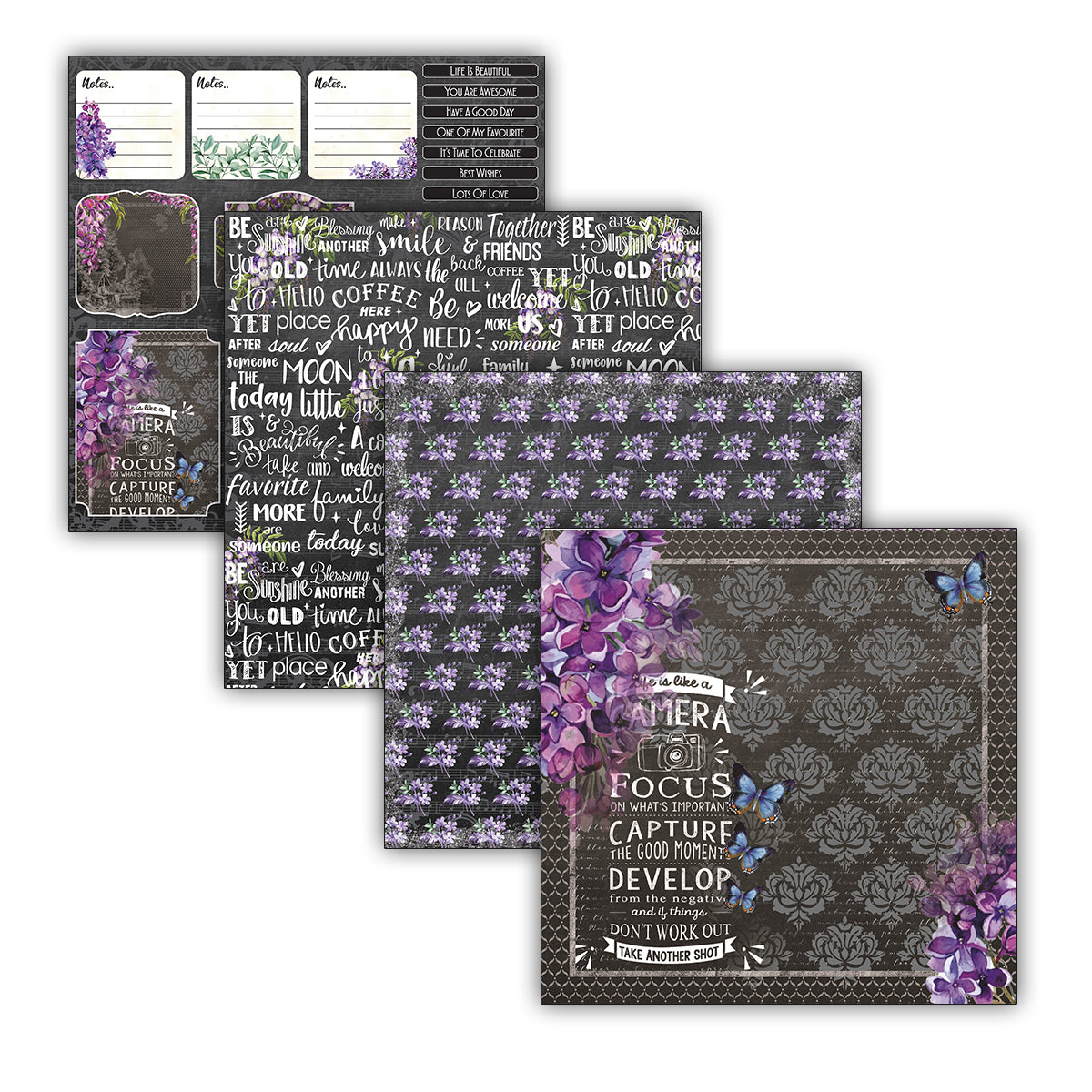 Ebony Blooms 6" x 6" Patterned Papers (Pack of 24 Sheets)