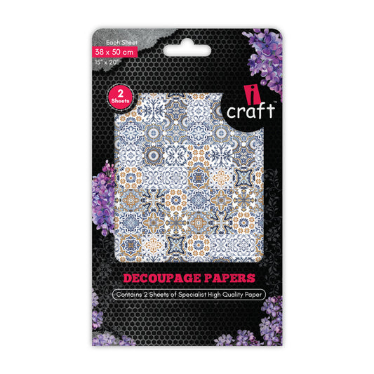 iCraft Decoupage Paper Pack - Dual-Sheet Set for Resin Art & Furniture Upcycling and DIY’s - 3025