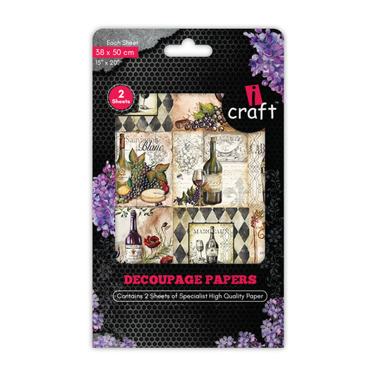 iCraft Decoupage Paper Pack - Dual-Sheet Set for Resin Art & Furniture Upcycling and DIY’s - 3031