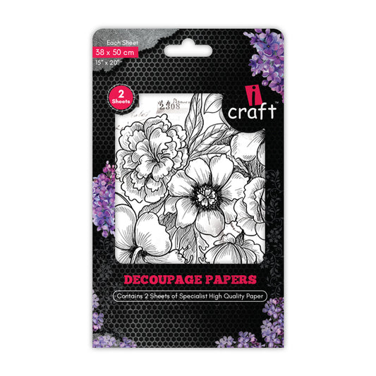 iCraft Decoupage Paper Pack - Dual-Sheet Set for Resin Art & Furniture Upcycling and DIY’s - 3042