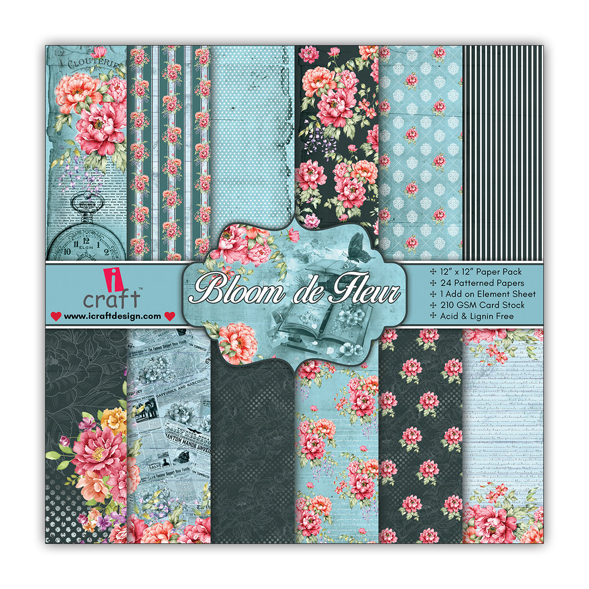 Bloom de Fleur 12" x 12" Patterned Papers (Pack of 24 Sheets)