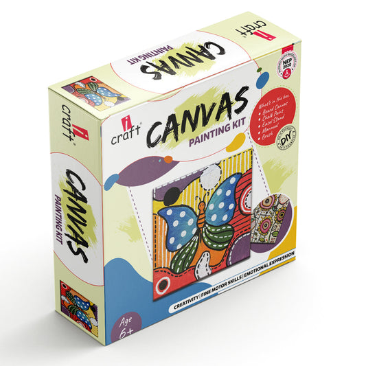 DIY Canvas Painting Set - Includes Paints, Canvas Board, Stand & Brush - Develops Creativity, Improves Focus - Perfect Art Gift for Boys & Girls