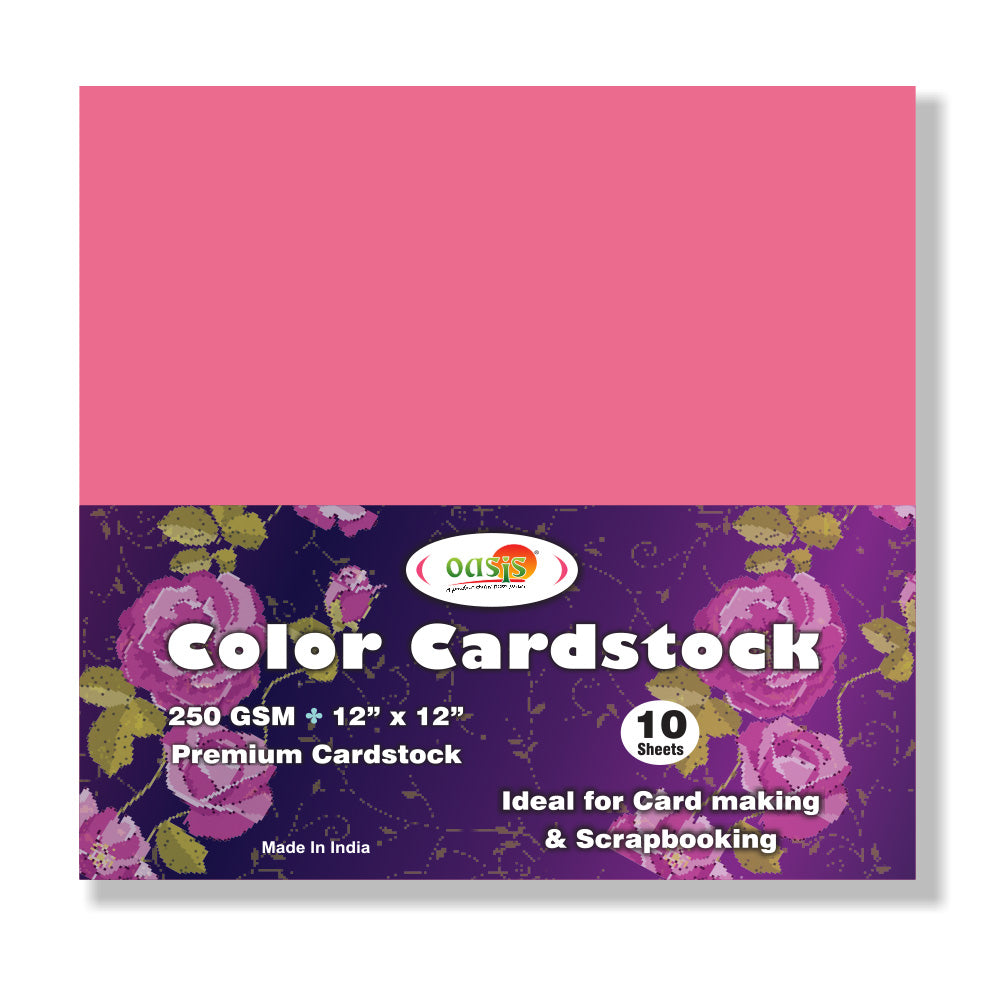 iCraft Colour Card-Stocks For Scrapbooking 12" x 12" 250GSM (Pack Of 10 Sheets) - Dark Pink