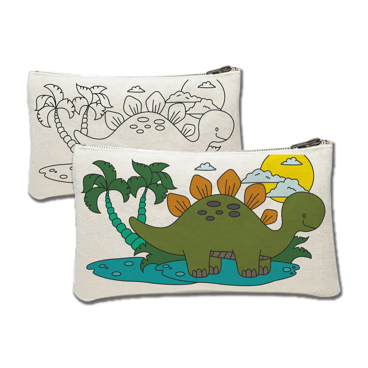 Dinosaur Canvas Pouch Painting Kit for Kids – Paint Your Own Pencil Case Craft Set