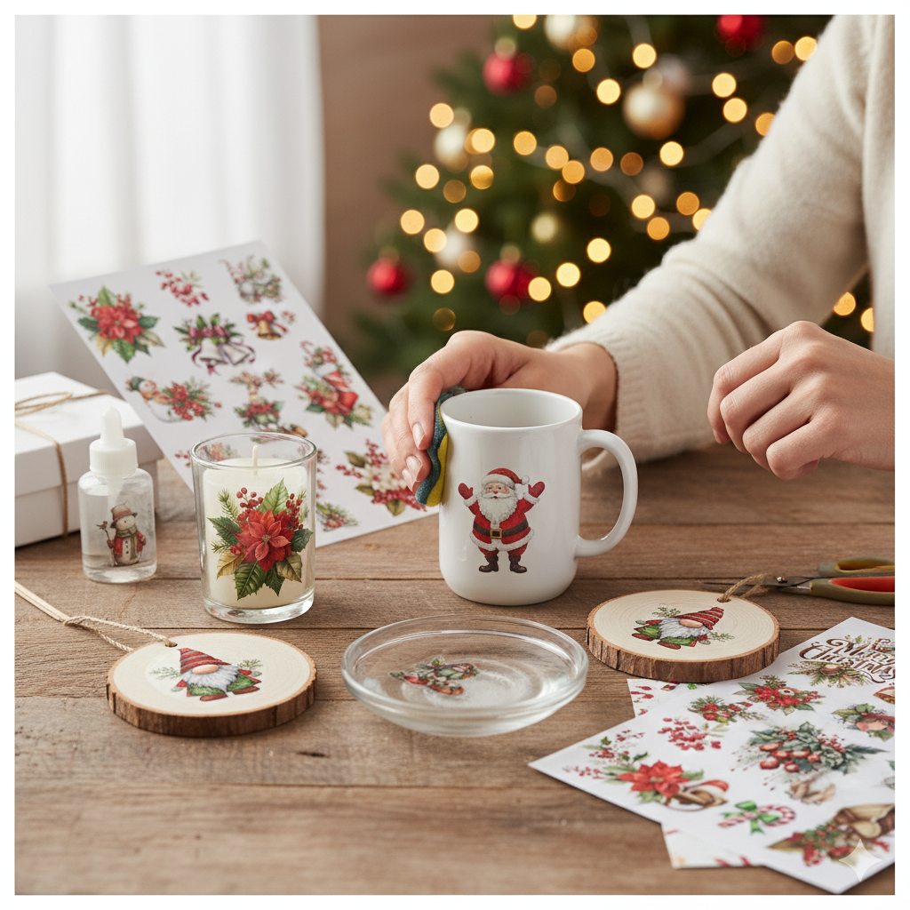 Water Insta Transfers - Christmas Floral & Berries Size 7" x 10" | Code: XMAS 01