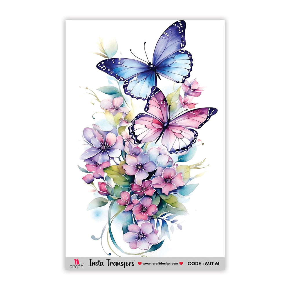 iCraft Water Transfer Stickers- Best use for Resin, Fabric, Plastic, MDF & Glass - Decorative Decals in Floral, Quotes & More (3.5" x 5")-MIT 61
