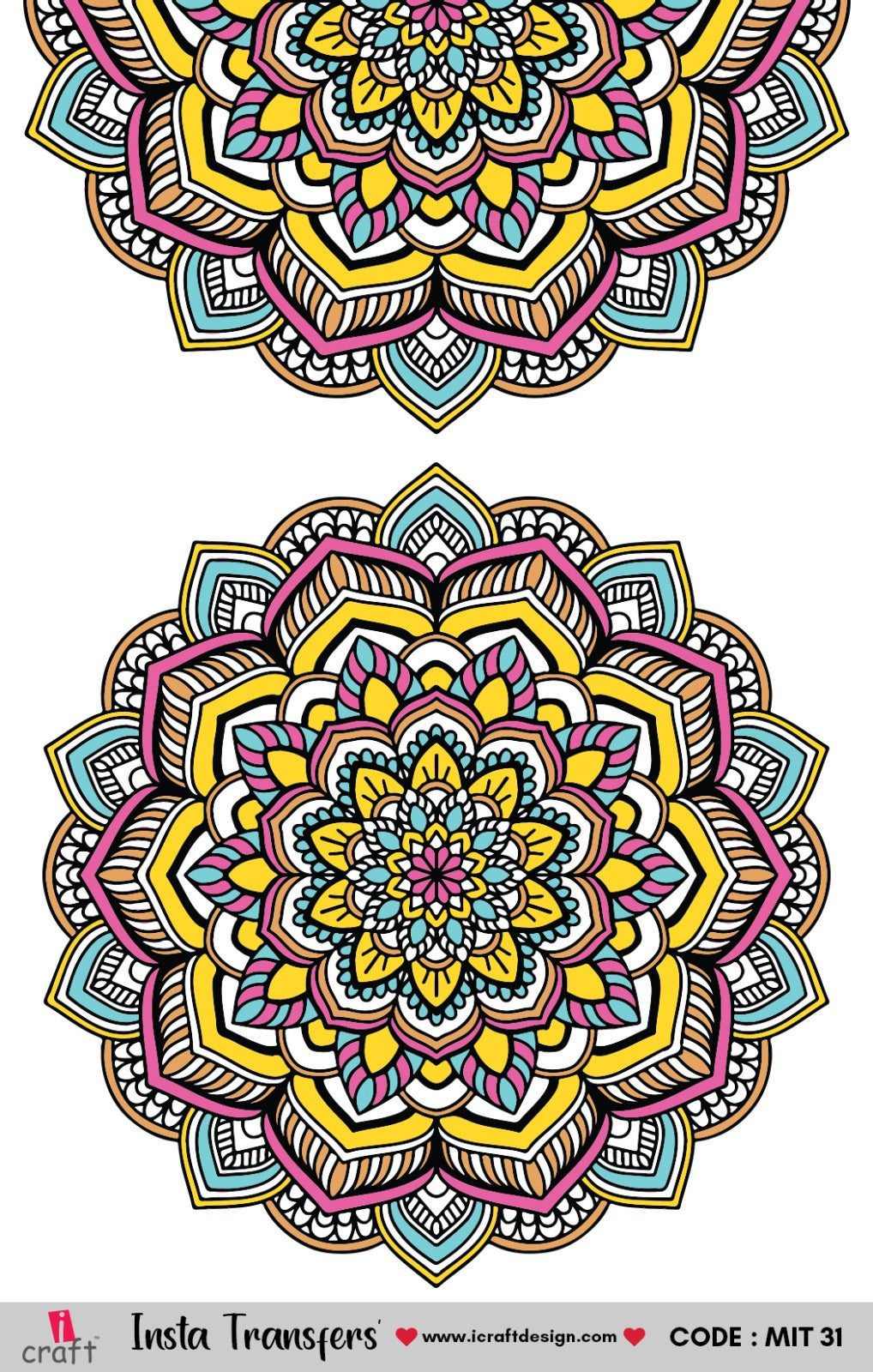 iCraft Water Transfer Stickers- Best use for Resin, Fabric, Plastic, MDF & Glass - Decorative Decals in Floral, Quotes & More (3.5" x 5")-MIT 31