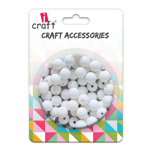 iCraft Accessories-White Moti (Matt) 8mm.Pack Of 20 Grams