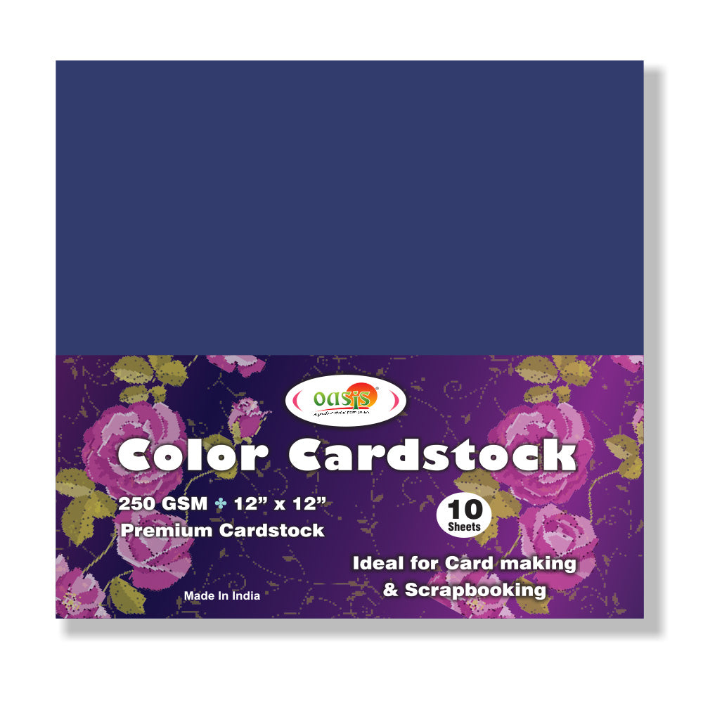 iCraft Colour Card-Stocks For Scrapbooking 12" x 12" 250GSM (Pack Of 10 Sheets) - Navy Blue
