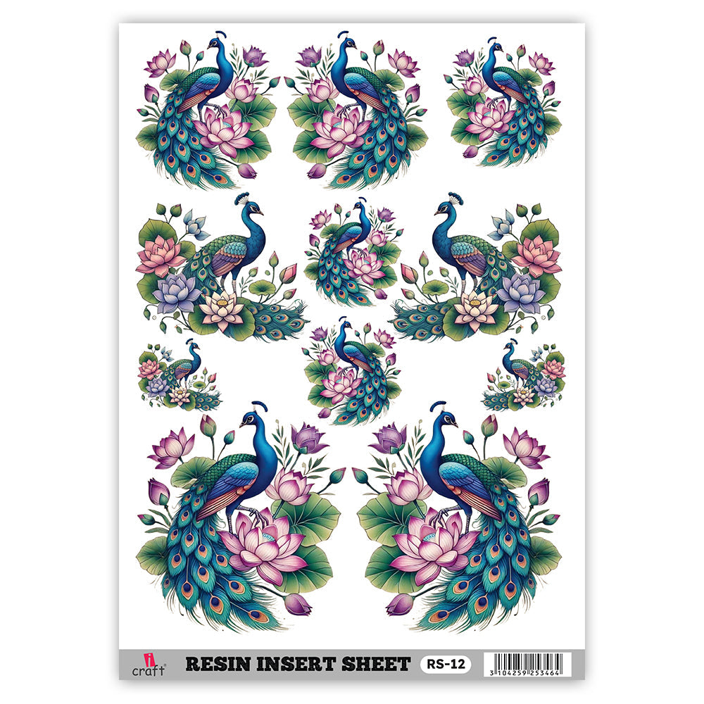 iCraft RS 12 Transparent Resin Art Sheet – Floral, Mandala, Motif & Evil Eye Designs for Resin Crafts