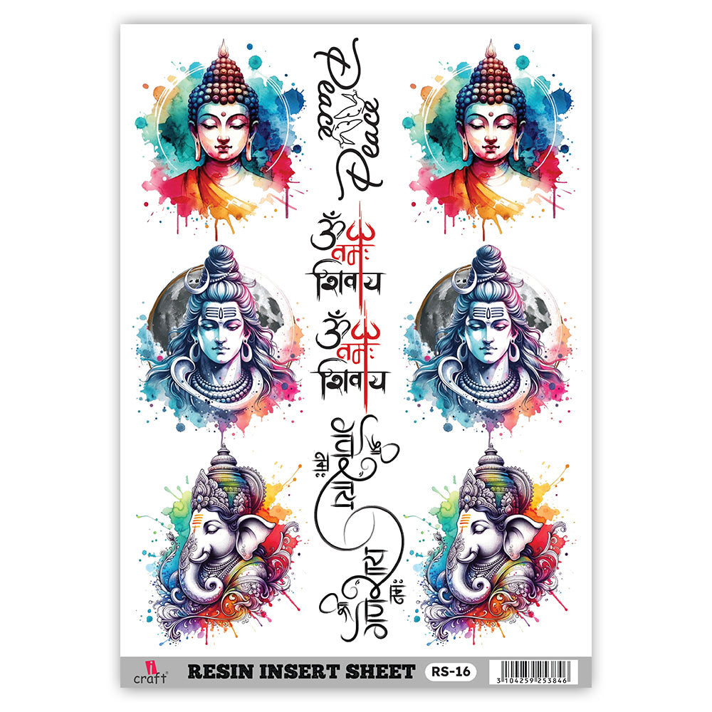 iCraft Resin Sheet RS 16 Transparent OHP Sheet with Flowers, Mandala, Motif, Pichwai Designs - Sospeso Sheet for Resin Art, Coaster, Clock, Nameplate, Tray, Embossing, Scrapbook, Greeting Cards, Jewelry Pack of 1 Pcs