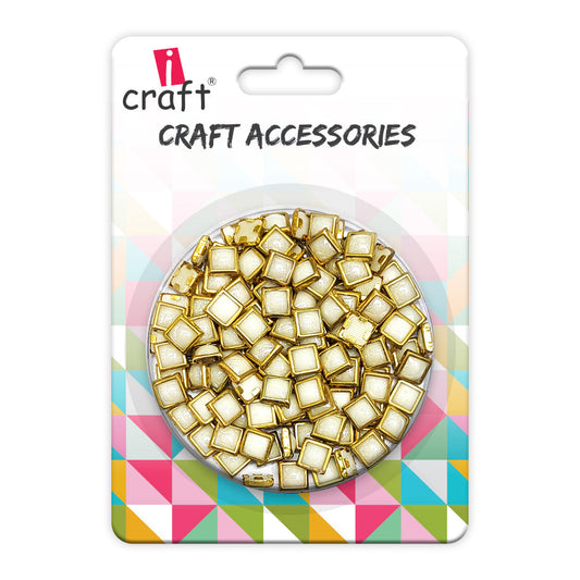 iCraft Rainbow Metal Beads-Square.Pack Of 25Grams