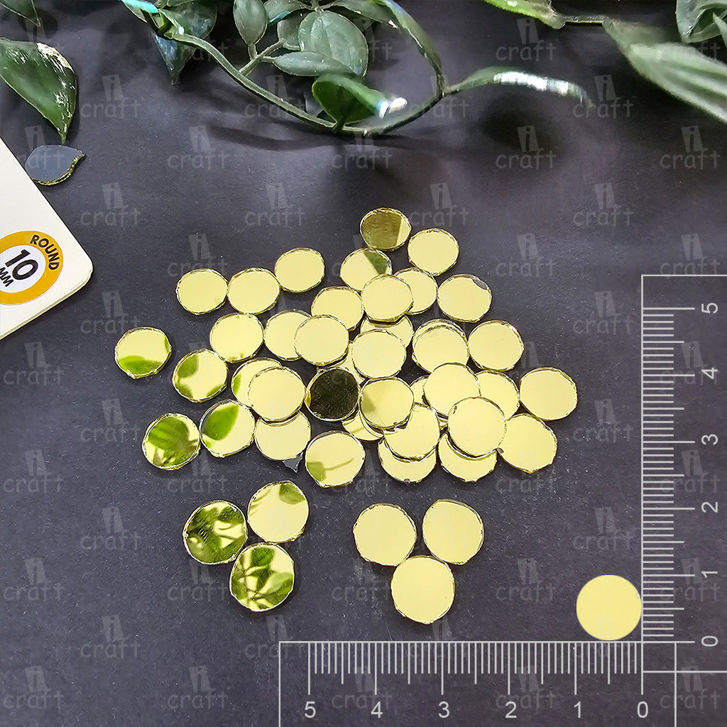 iCraft Gold Glass Mirror - Round. Pack Of 50 Grams