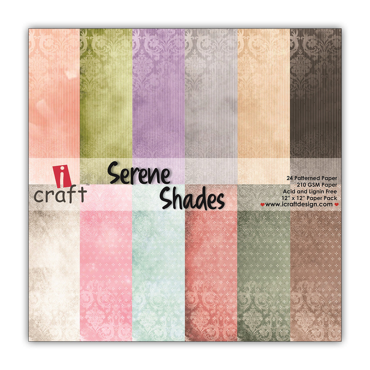 Serene Shades 12" x 12" Patterned Papers (Pack of 24 Sheets)