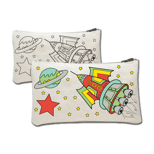 Spaceship Canvas Pouch Painting Kit for Kids – Paint Your Own Pencil Case Craft Set