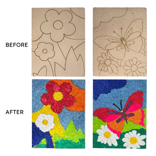 iCraft DIY Tissue Art Kit for Kids | Creative Tissue Paper Craft Set with Paint & Glue