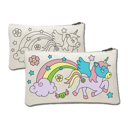 Unicorn Canvas Pouch Painting Kit for Kids – Paint Your Own Pencil Case Craft Set