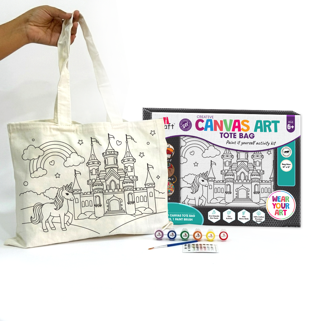 Unicorn Castle Canvas Tote Bag Painting Kit | Kids DIY Craft Kit – iCraft