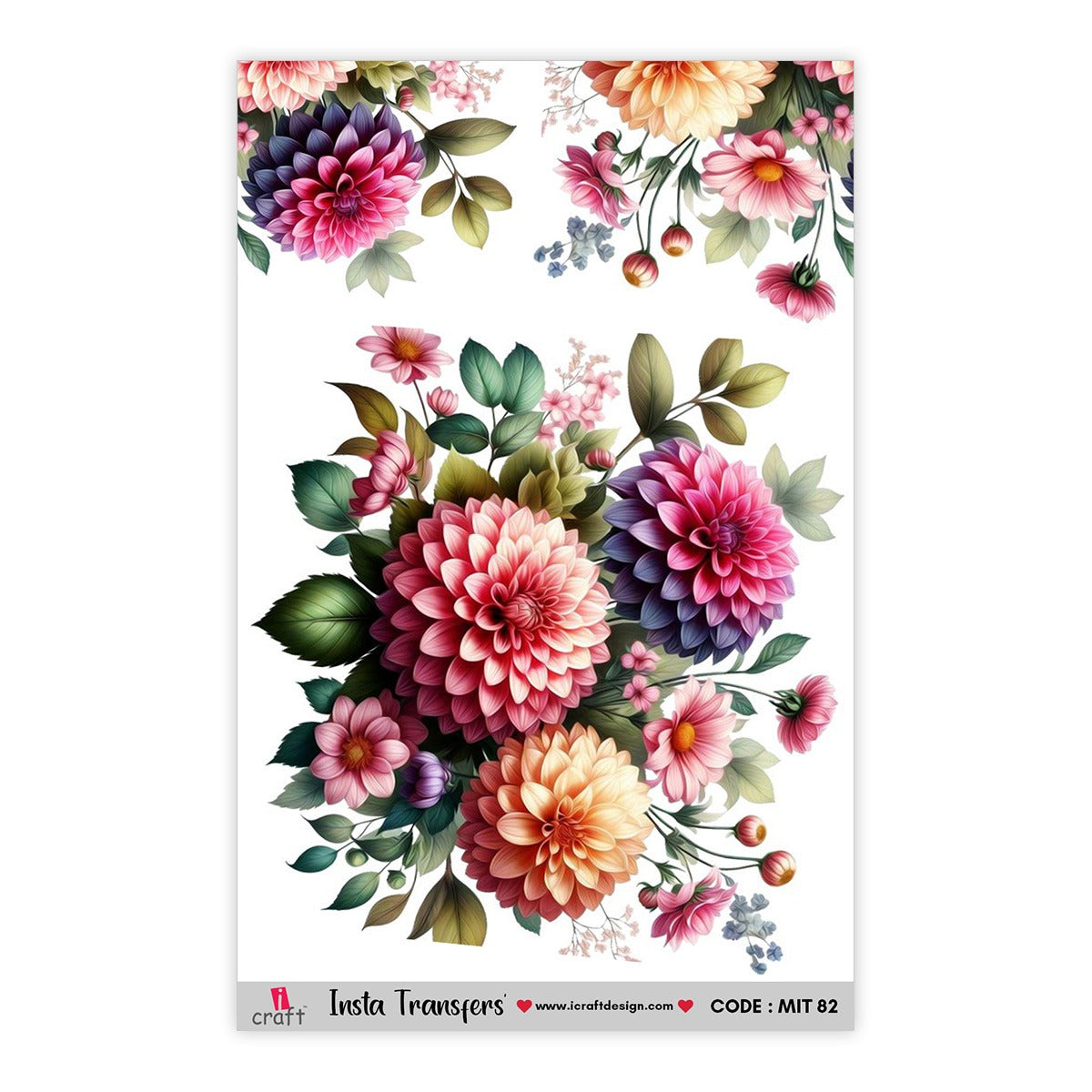 iCraft Mini Insta Transfer Stickers | Dahlias | MIT 82