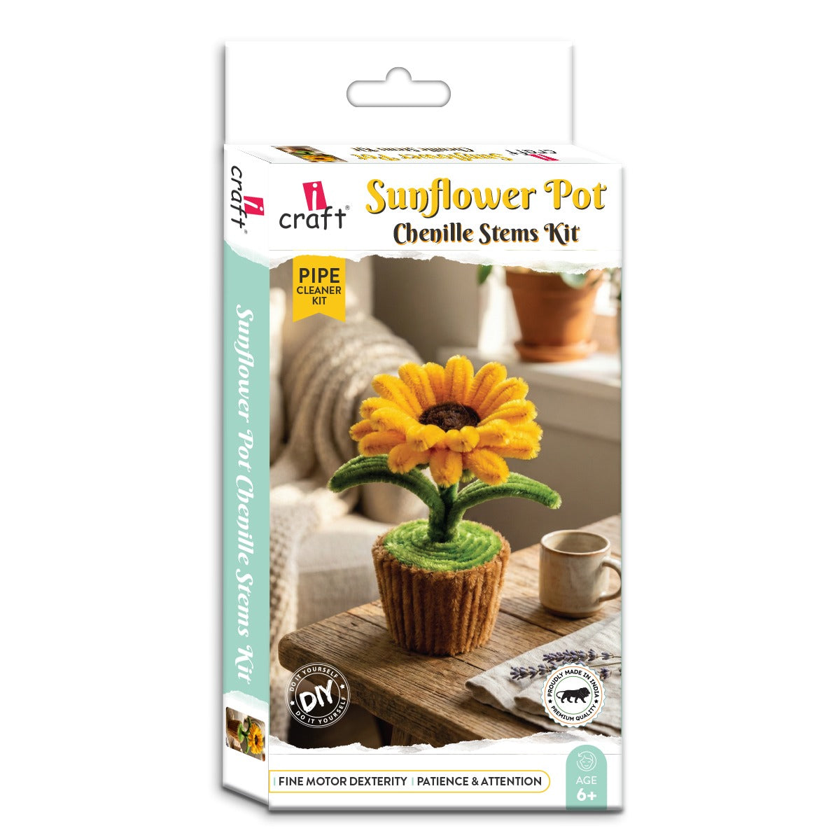 DIY Chenille Stem Sunflower Pot Kit – 3D Flower Craft Set for Kids