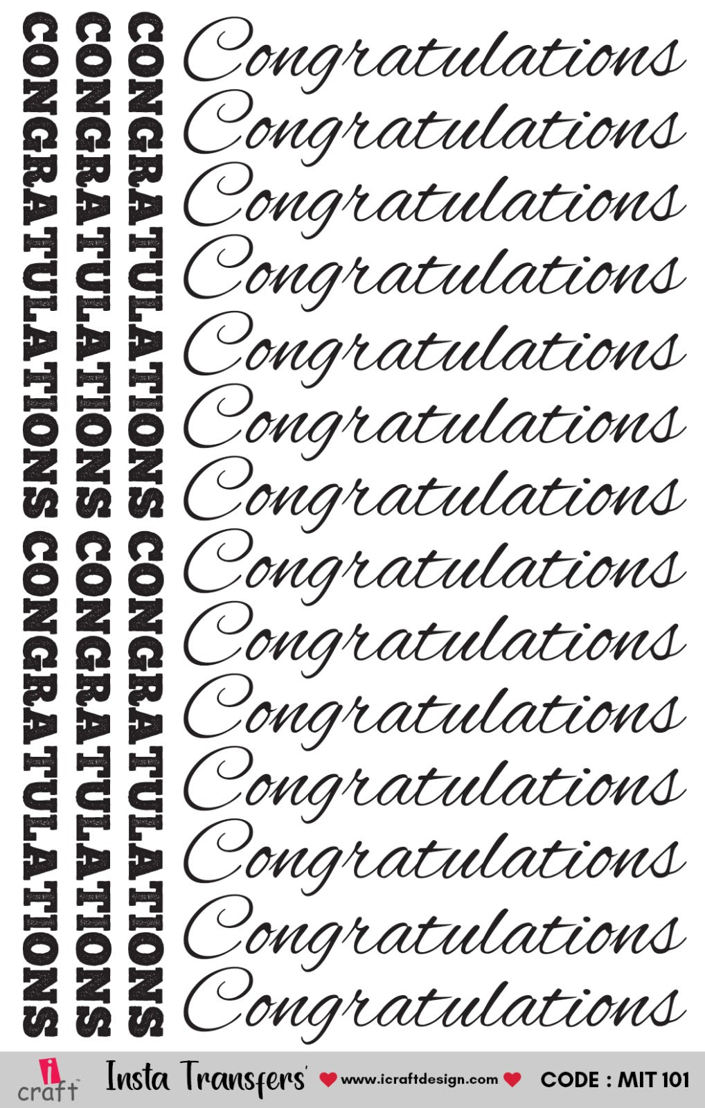 iCraft Best Wishes & Congratulations Water Transfer Stickers – Text Decals for Resin & Crafts – MIT 100 & MIT 101
