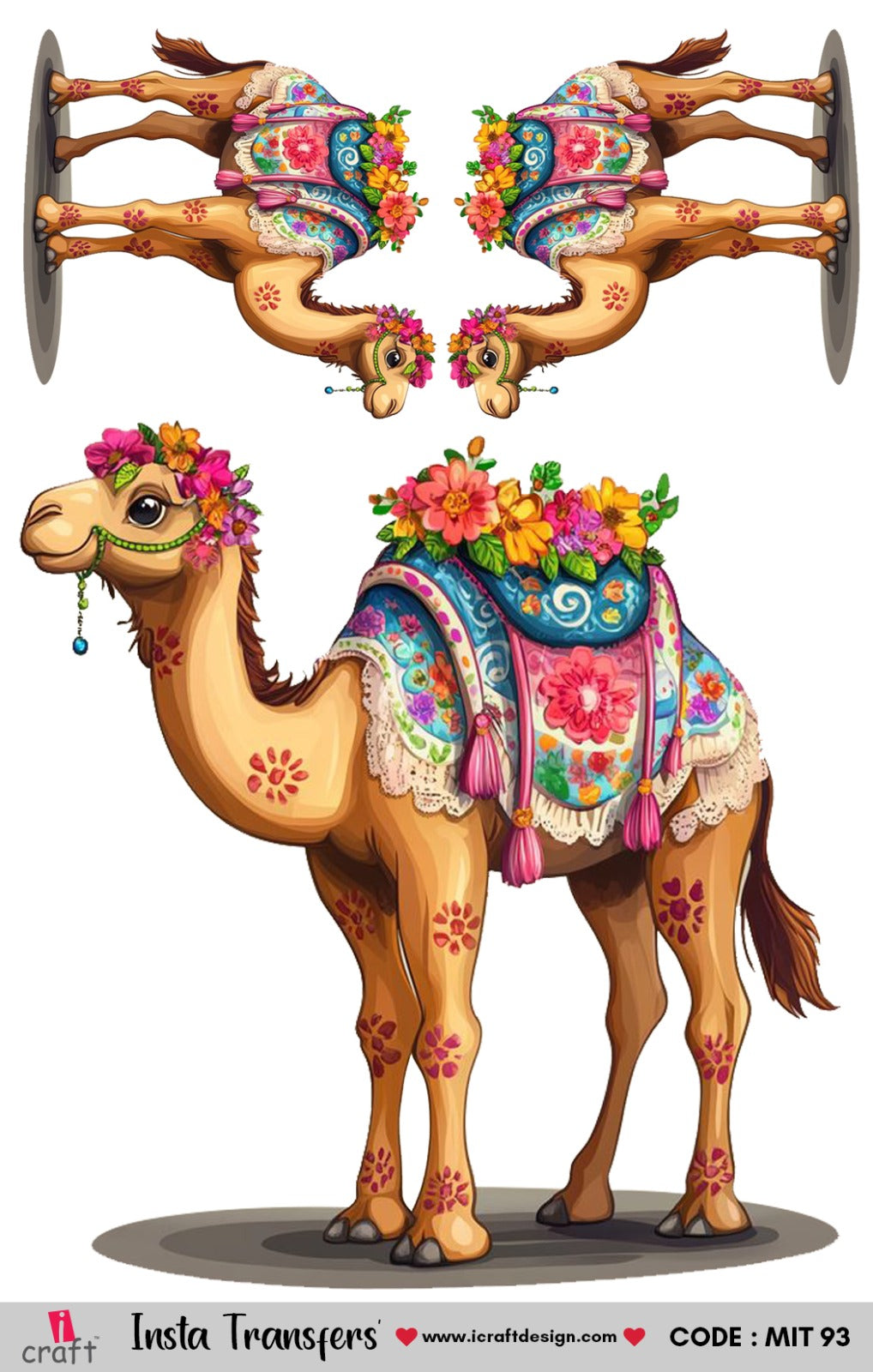 iCraft Mini Insta Transfer | Vibrant Floral Camel Decals | MIT-93