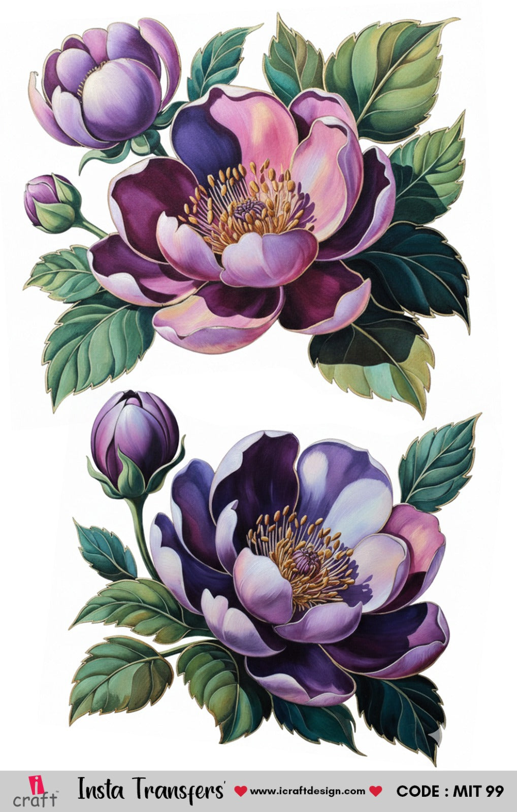 iCraft Mini Insta Transfer | Elegant Purple Peonies | MIT-99