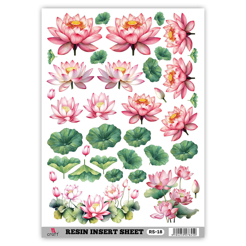 iCraft RS 18 Transparent Resin Art Sheet – Floral, Mandala, Motif & Evil Eye Designs for Resin Crafts