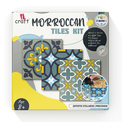 Moroccan Tiles DIY Painting Kit – Wooden Tile Art Craft Set | iCraft
