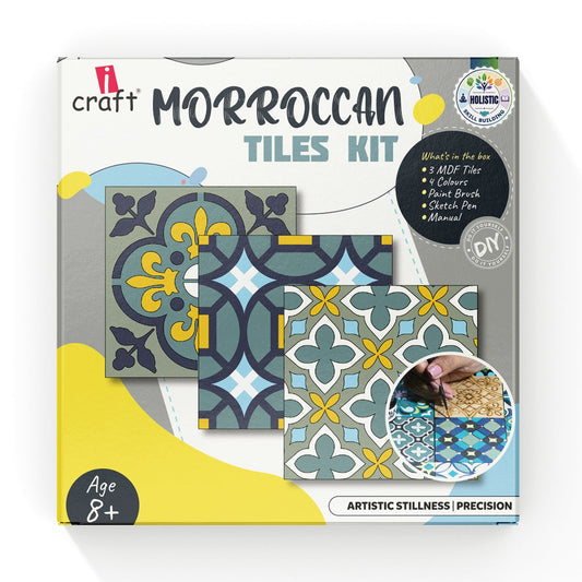 Moroccan Tiles DIY Painting Kit – Wooden Tile Art Craft Set | iCraft