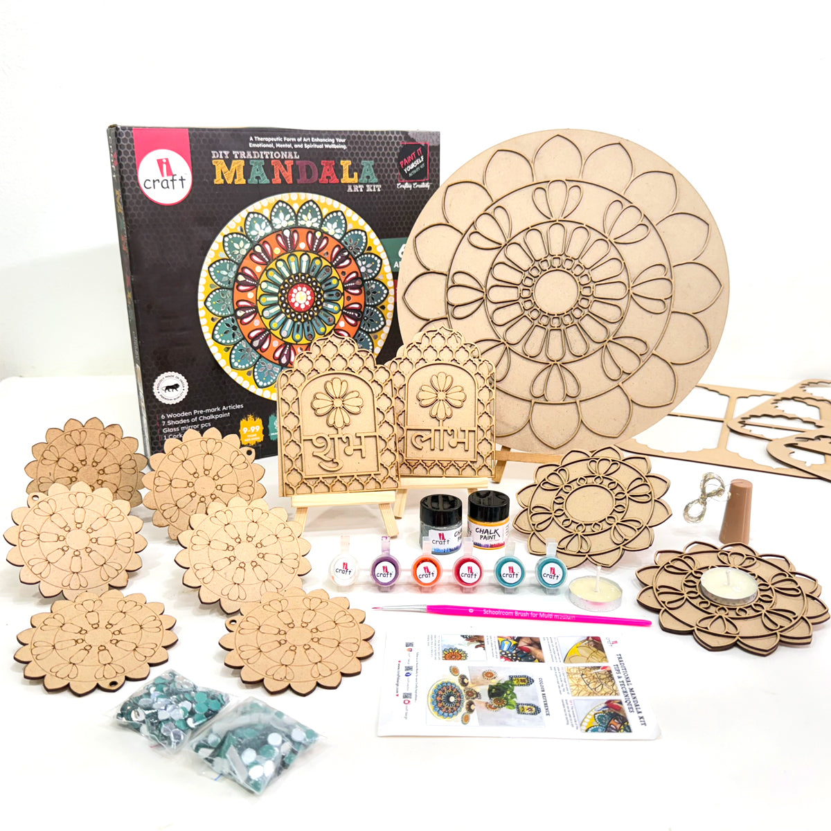 Traditional Mandala Art Kit - Diwali Special for a Festive Home - Beginner-Friendly Mandala Painting Therapy Kit for Mindfulness and Creativity