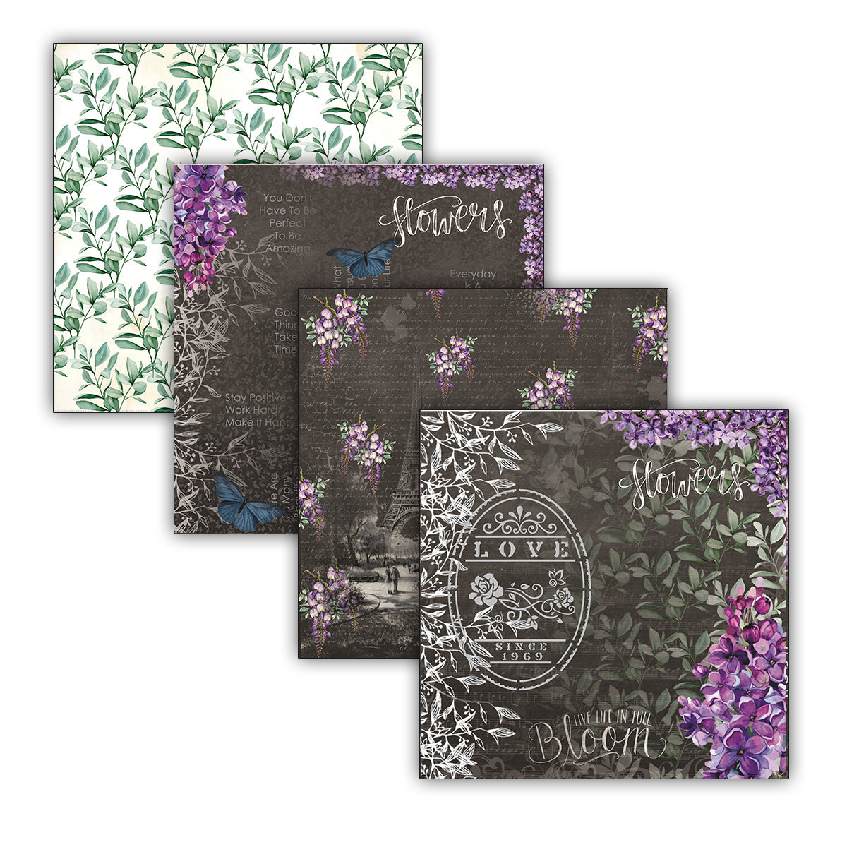 Ebony Blooms 6" x 6" Patterned Papers (Pack of 24 Sheets)