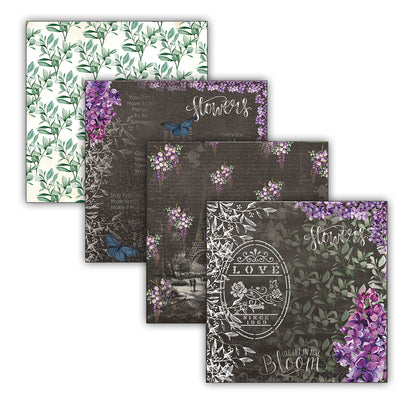 Ebony Blooms 6" x 6" Patterned Papers (Pack of 24 Sheets)