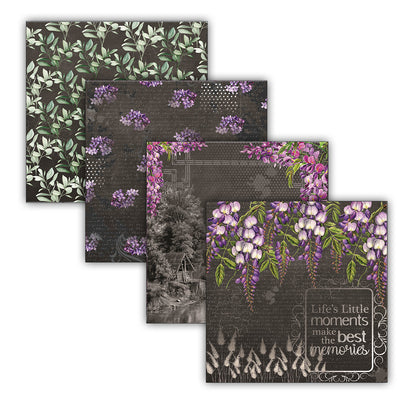 Ebony Blooms 6" x 6" Patterned Papers (Pack of 24 Sheets)