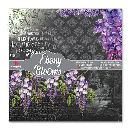 Ebony Blooms 6" x 6" Patterned Papers (Pack of 24 Sheets)