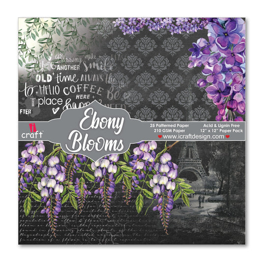 Ebony Blooms 6" x 6" Patterned Papers (Pack of 24 Sheets)