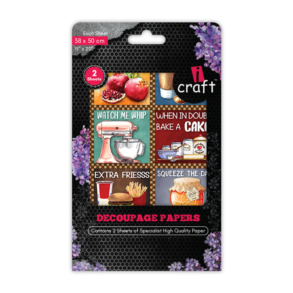 iCraft Decoupage Paper Pack - Dual-Sheet Set for Resin Art & Furniture Upcycling and DIY’s - 3013