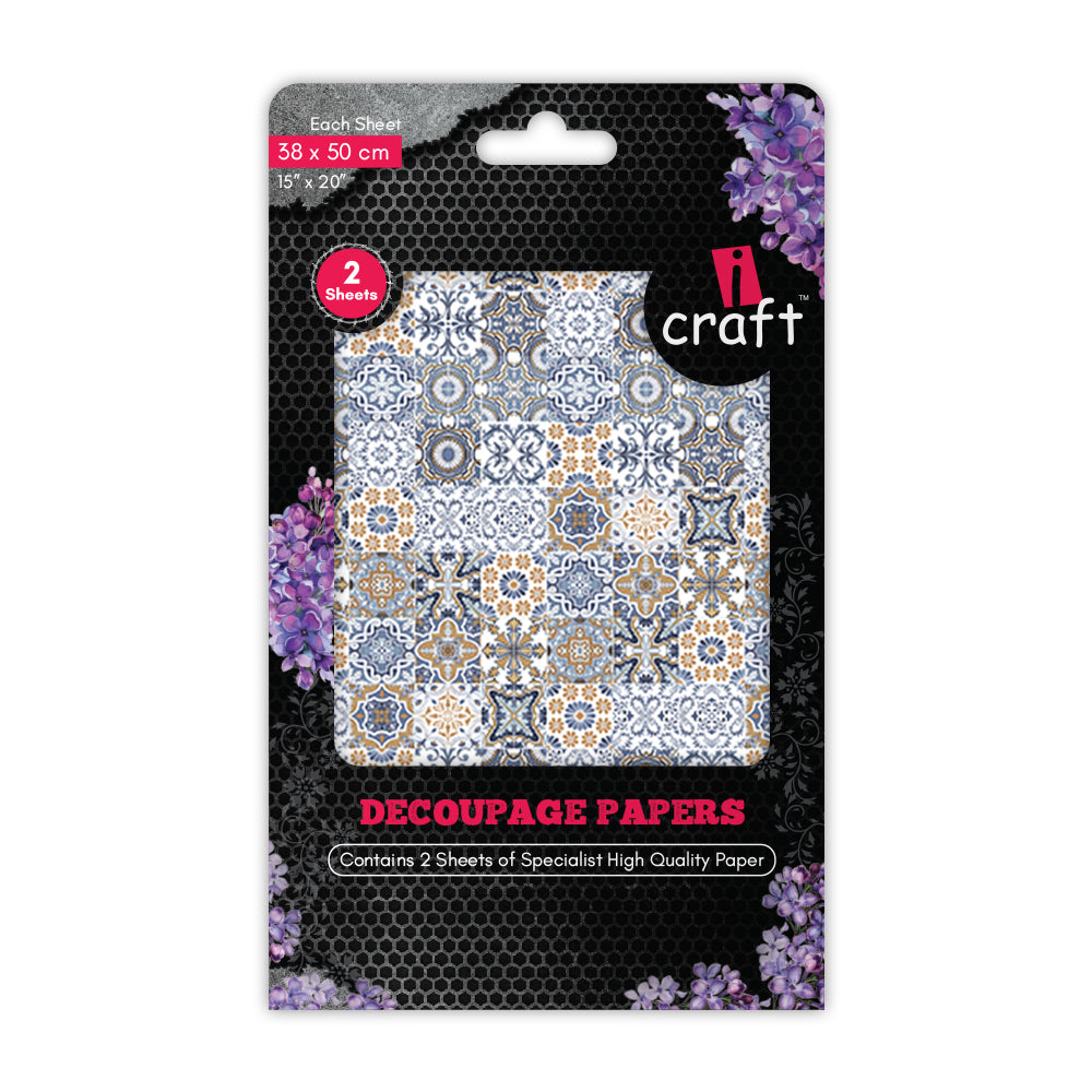 iCraft Decoupage Paper Pack - Dual-Sheet Set for Resin Art & Furniture Upcycling and DIY’s - 3025