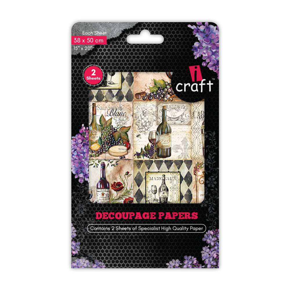 iCraft Decoupage Paper Pack - Dual-Sheet Set for Resin Art & Furniture Upcycling and DIY’s - 3031