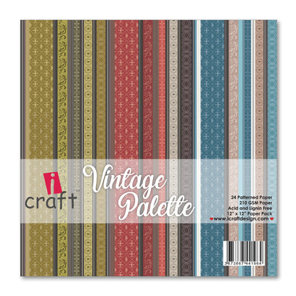 iCraft Vintage Palette 8" x 8" Patterned Papers (Pack of 24 Sheets)