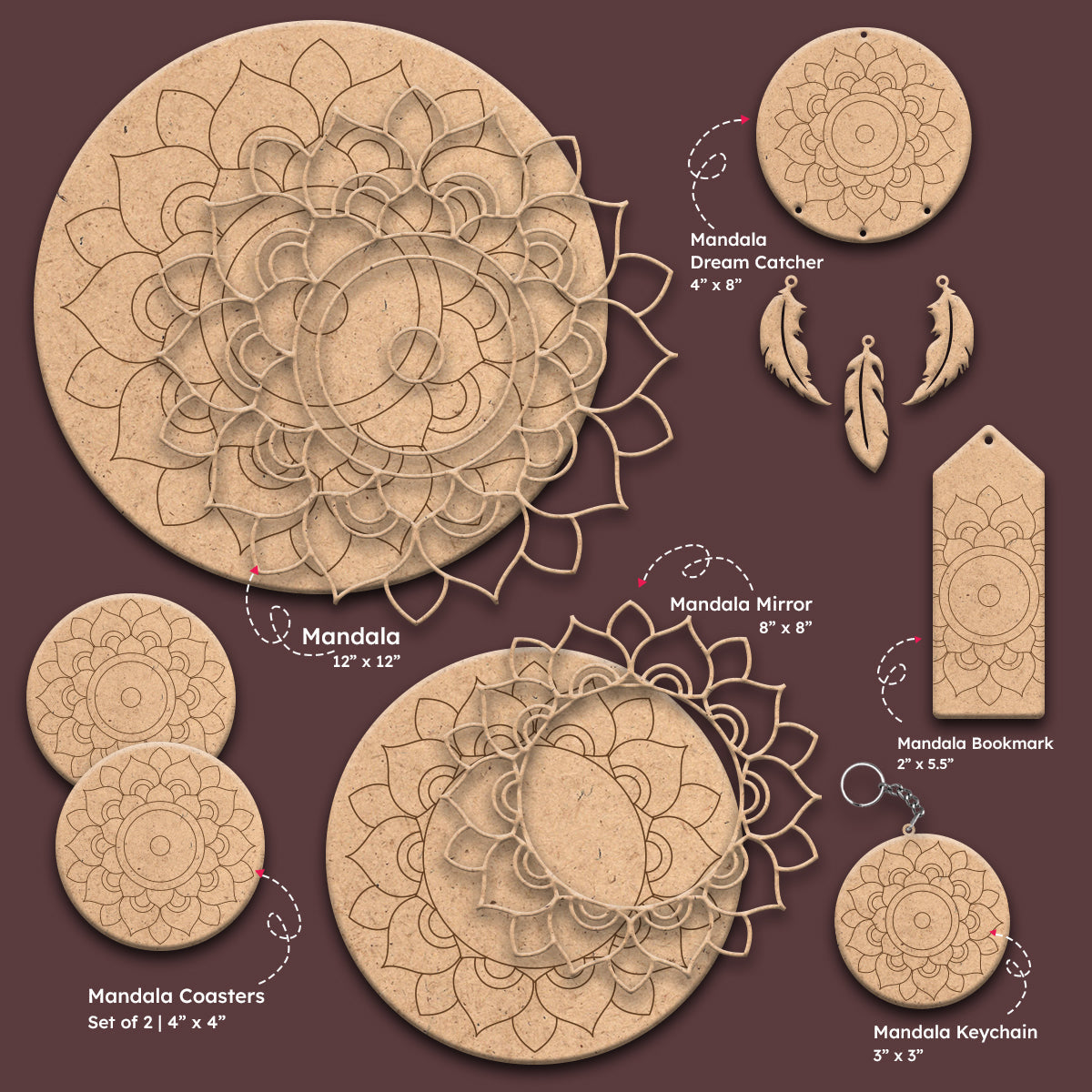 Therapeutic And Mindful Crafting - 6 in 1 Article Mandala Art Kit