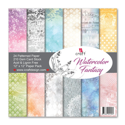 Water Colour Fantasy 6" x 6" Patterned Papers (Pack of 24 Sheets)
