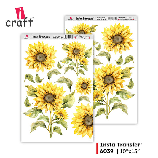 iCraft Water Transfer Stickers- Best use for Resin, Fabric, Plastic, MDF & Glass - Decorative Decals in Floral, Quotes & More (10" x 15")-6039