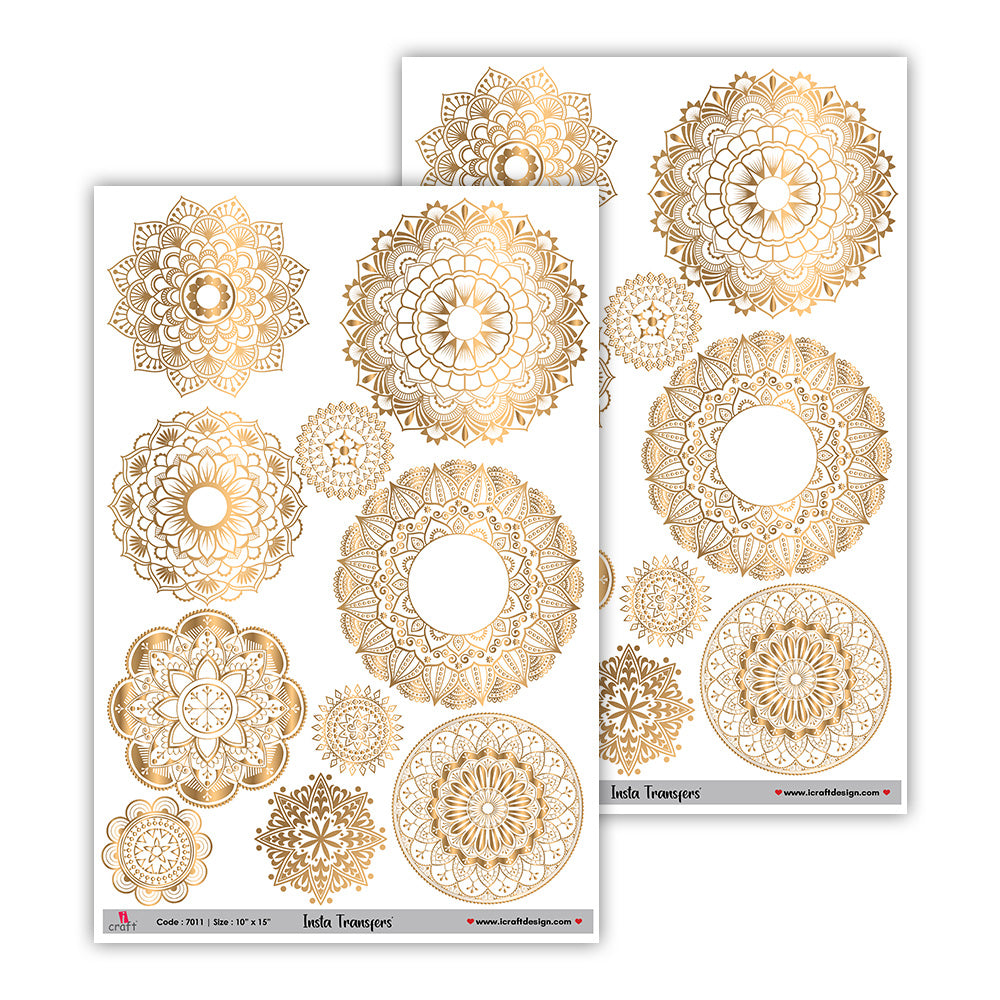 iCraft Metallic Water Transfer Stickers- Best use for Resin, Fabric, Plastic, MDF & Glass - Decorative Decals in Floral, Quotes & More (10" x 15")-7011