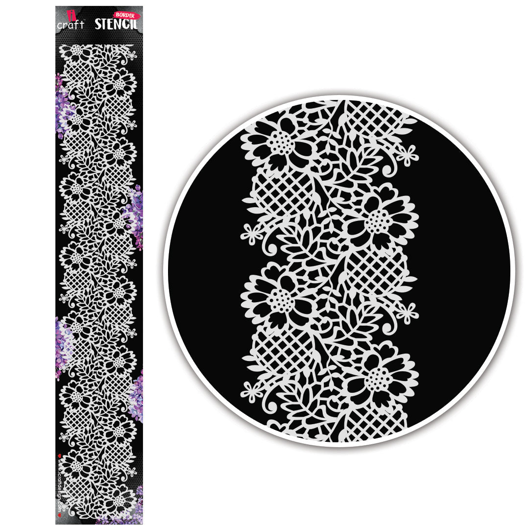 iCraft Multi-Surface Stencils - Perfect for Walls, DIY & Resin Art Projects | Reusable |Border Stencil-8002