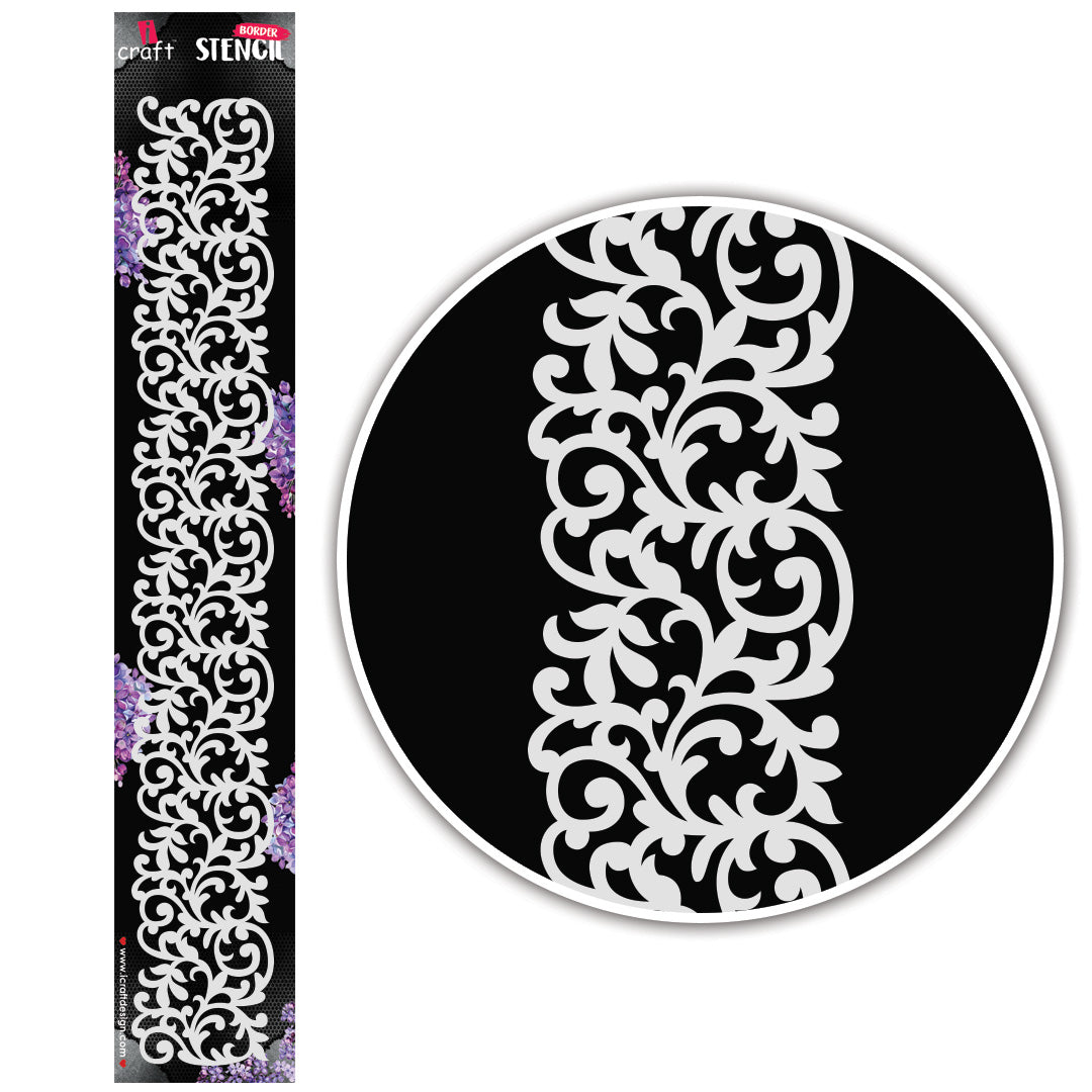 iCraft Multi-Surface Stencils - Perfect for Walls, DIY & Resin Art Projects | Reusable |Border Stencil-8004