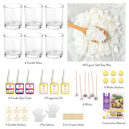 Aroma Soy Candle Making Kit | DIY Scented Candle Craft Kit – Makes 6 Candles