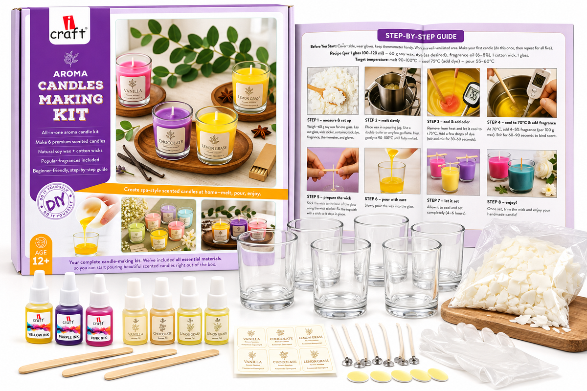 Aroma Soy Candle Making Kit | DIY Scented Candle Craft Kit – Makes 6 Candles